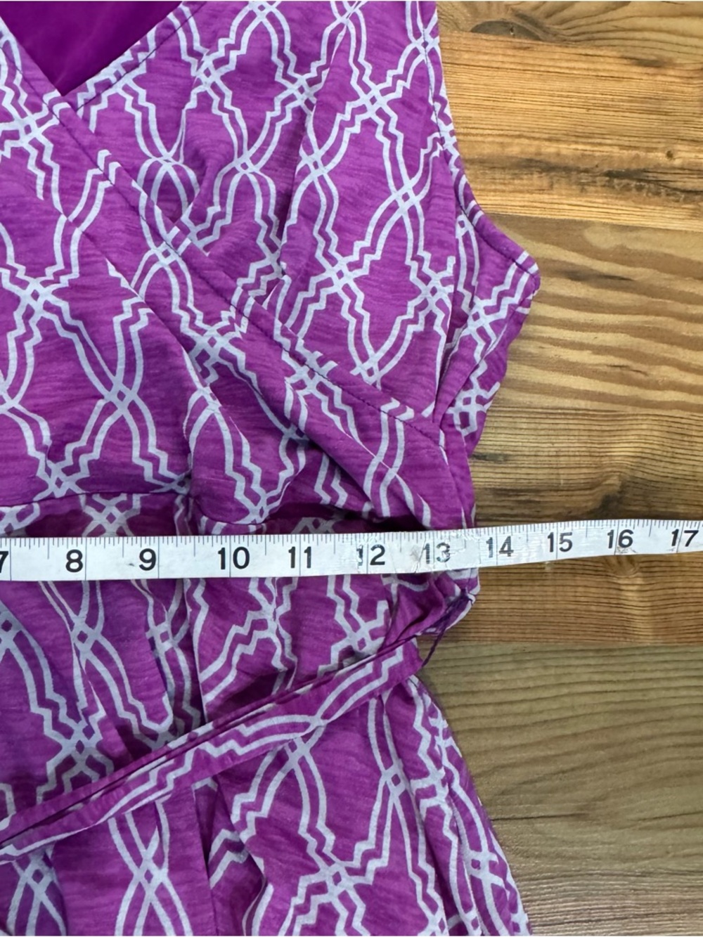 41 Hawthorn Purple Printed Sleeveless Wrap Dress with Tie - Picture 6 of 7
